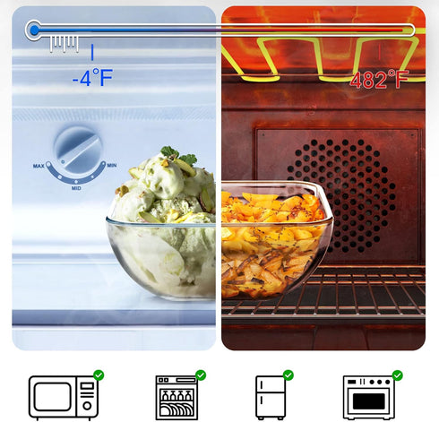 NUTRIUPS Glass Mixing Bowls Set, Microwave Safe Clear Glass Bowls for Mixing, Storing, Preparing, Square Bowl