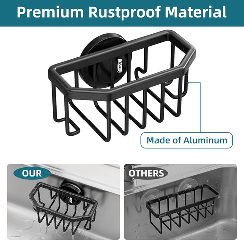 TAILI Sink Caddy with Strong Suction Cup, Sponge Holder for Kitchen Sink Organizer, Removable Sponge Caddy Inside Sink