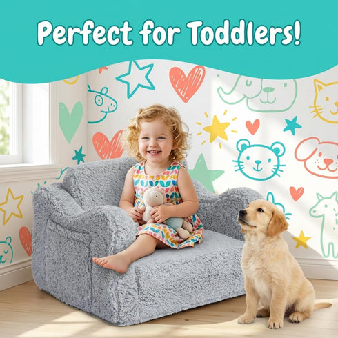 2-in-1 Kids Couch for Toddlers, Kids Sofa Chair, Comfy Soft Foldable Toddler Couch Chair for Girls and Boys