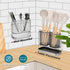 Utensil Holder for Kitchen Counter, Plastic Cooking Organizer with Drain Tray, Large Crock for Spatula Spoon, Modern