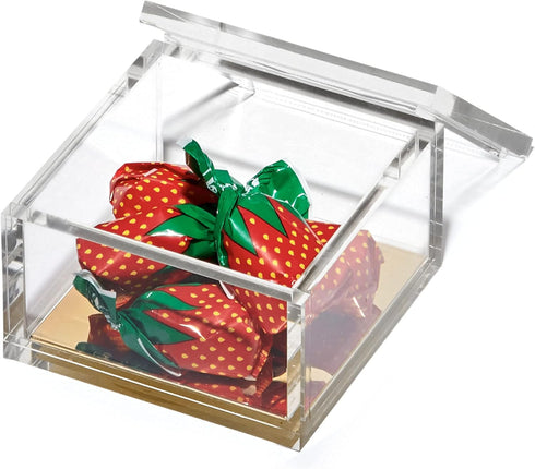 OfficeGoods Acrylic Desk Organizer – Elegant Odds & Ends Box with Gold Base for Home, Office, Kitchen, Bathroom - Small