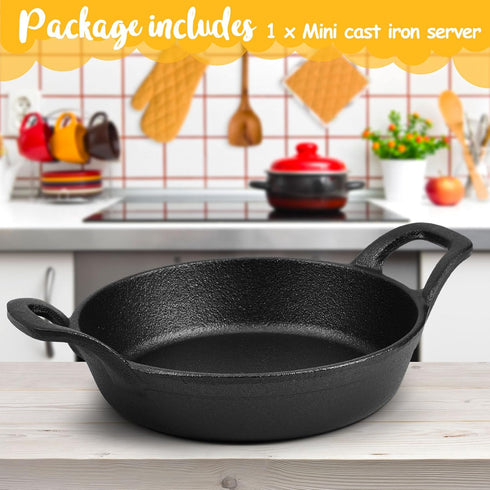 Mini Skillets Cast Iron Pan, 6.34 x 6.34 x 1.5 Inch, Black Small Casserole Dish, Oven Safe Mini Skillets (1 Pack)