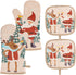 BESTONZON Cute Christmas Oven Mitt Set, Heat Resistant Oven Gloves and Pot Holders for Kitchen Decoration