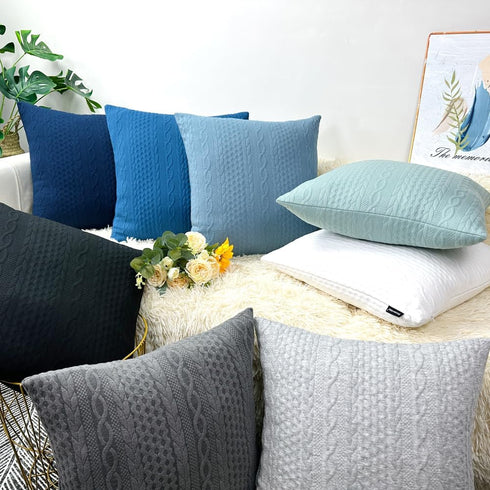Booque Valley Throw Pillow Covers, Pack of 2 Super Soft Decorative Stretchy Cushion Covers for Sofa Bed Car Chair (Grey