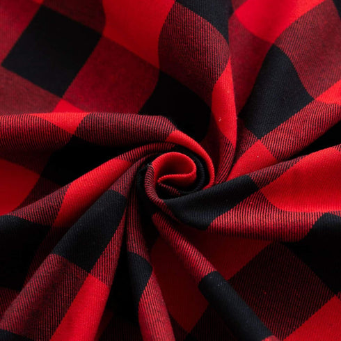 Buffalo Check Christmas Round Tablecloth - Cotton Linen Plaid Cover for 60 Inch Round Table Decoration