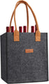 6 Bottle Wine Tote Bag - Insulated Thermal Padded Wine Bottle Carrying Cooler for Travel and Picnic (Dark Grey)
