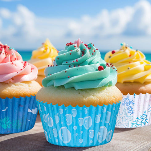 Whaline 600Pcs Ocean Themed Cupcake Liners, Summer Baking Cups for Bridal Baby Shower Wedding Birthday Party