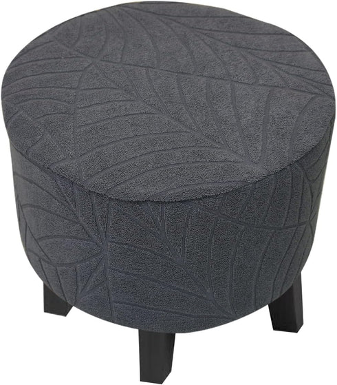CRFATOP Waterproof Round Ottoman Covers Slipcover Stretch Footstool Protector Covers Soft Footrest