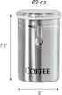 62 oz 5" 7.5". Oggi Stainless Steel Coffee Canister fl - Airtight Clamp Lid, Clear See-Thru Top - Ideal for Coffee Bean