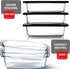 EATEX Glass Bread Pans for Homemade Baking, 1.9 Quart Deep Rectangular Food Storage Containers with Lids, 3 Loaf Pans