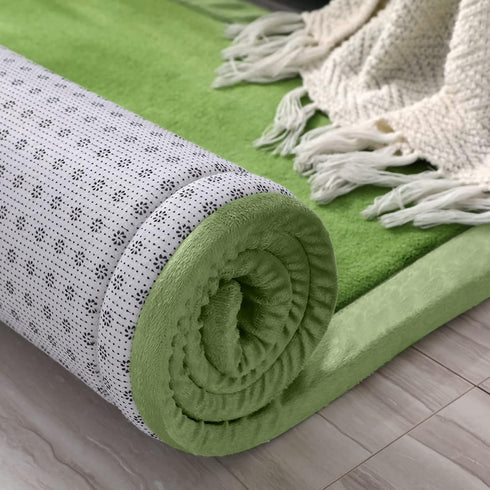 Olive Green Non-Slip Memory Foam Playmat - Large Tatami Area Rug Pad for Kids