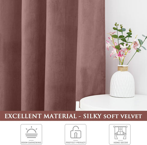 84 inches Grommet W52 L84, 2 StangH Velvet Curtains Long, Wild Rose Pink Room Darkening Curtains for Bedroom, Nursery