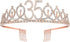 35th Birthday Sash and Tiara for Women, Rose Gold Crown Sash and Tiara for Happy 35th Birthday Party Supplies