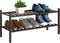 BMOSU 2-Tier Bamboo Shoe Rack Premium Stackable Shoe Shelf Storage Organizer for