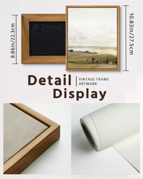 VIYYIEA Framed Canvas Wall Art - Rustic Farmhouse Decor of Rolling Valleys under Clear Skies, 9"x11"