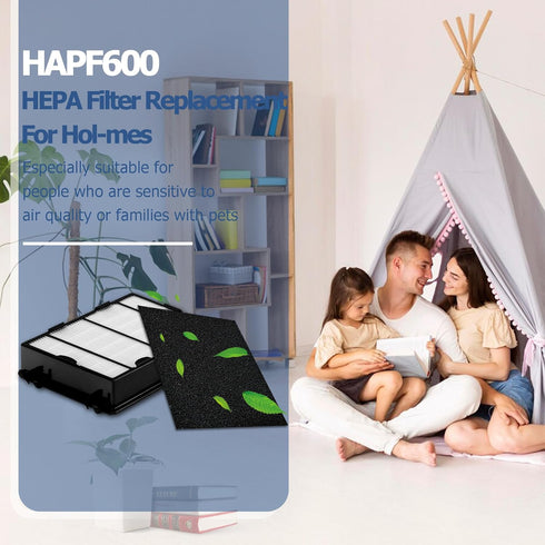 HAPF600 True HEPA Filters Replacement for Holmes Air Purifier Filter B, HAP615, HAP625, HAP650, HAP8650, Replaces Part # HAPF600D, HAPF600D-U2 (2 HEPA Filters & 2 Carbon Filters) by NISHCON