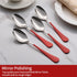 Red Dine Spoons Set, 12 Piece 7.3-Inch Red Handle Silverware Spoon, 18/0 Stainless Steel Flatware