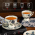 KAMMAK Set 2, 6.8-Ounce Tea Cups and Saucers of Porcelain Coffee Cups, Stackable Espresso Mugs, Ceramic Demitasse