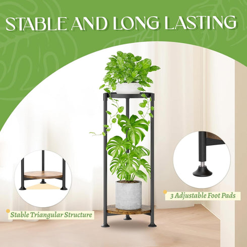 2 30 Inch iDavosic.ly Tier Corner Plant Stand Indoor, Tall Vertical Metal Flower Heavy Duty Pot Holder Shelf Outdoor