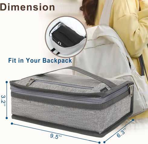 FlowFly Mini Cooler Lunch Box, Portable Soft Bag Thermal Meal Tote Kit with Handle, Heather Grey