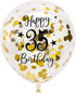 Gold 35th Confetti Latex Balloons, Happy 35 Years Birthday Party Decoration, 12in, 16 Pack