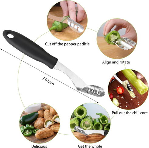 Openfly 6 Pcs Vegetable Corer Tool, Stainless Steel Fruit and Vegetable Corer for Home Kitchen Cherry Pear Jujube