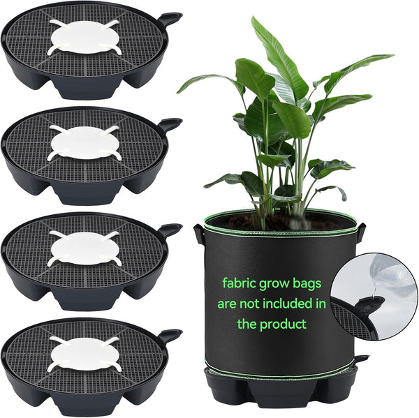 OTraki 4-Pack Self Watering Fabric Pot Base, Auto Watering System for 5
