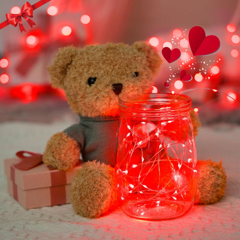 JMEXSUSS 4 Pack 50 LED Red Fairy Lights, 16.1ft Mini Firefly Starry Lights for Bedroom Wedding Party Decorations