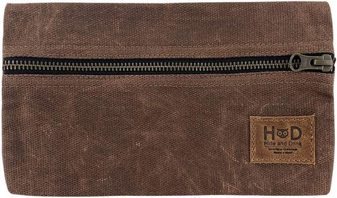 Hide & Drink All Purpose Utility & Charger Case for MacBook, iPad & Laptop, Handmade from Waxed Canvas, Honey Bourbon