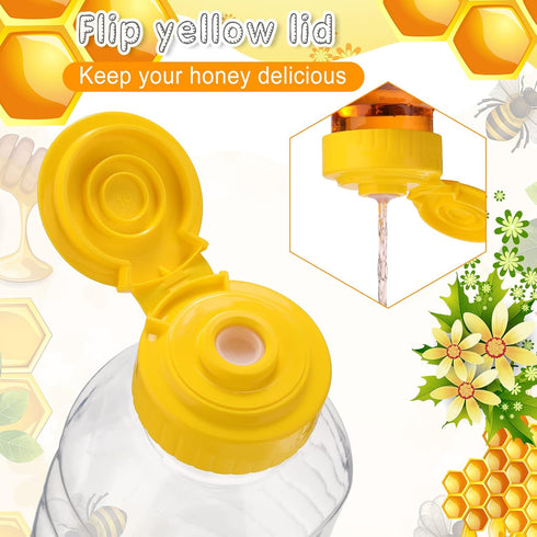 24 (32oz) Pcs Clear Plastic Honey Bottles Plastic Skep Style Jar Honey Squeeze Bottle Empty Refillable Honey Dispenser