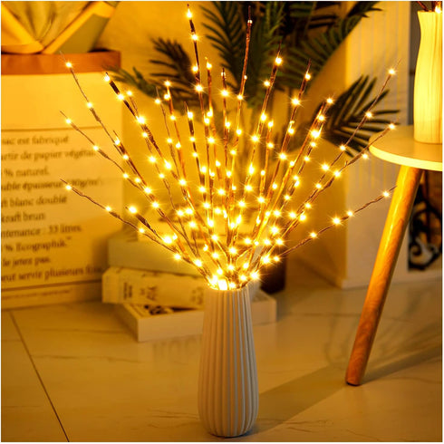 Lights Twig - 60 LED Waterproof & Battery Operated Branch Lights for Vases, 3 Pack Magical Light Up Twigs (Warm Yellow)
