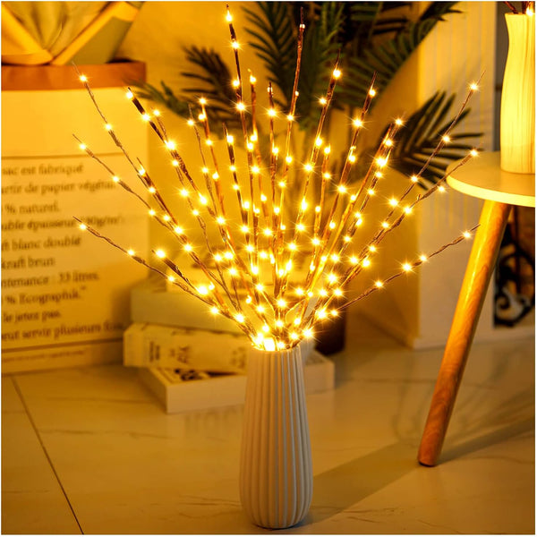 Lights Twig - 60 LED Waterproof & Battery Operated Branch Lights for Vases, 3 Pack Magical Light Up Twigs (Warm Yellow)