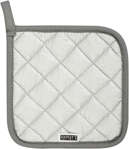 6 Pack Cotton Pot Holders Set, 7 Inch Heat Resistant Hot Pads for Cooking and Baking, Dark Grey