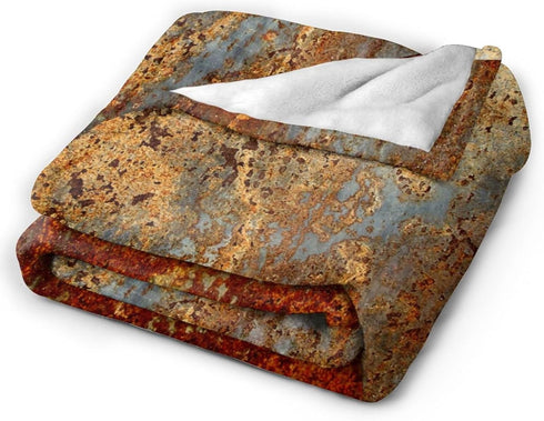 HGOD DESIGNS Brown Rust Colorful Metal Rusty Steel Blanket, Soft Comfortable Throw Blanket for Sofa, Chair, Bed, Office