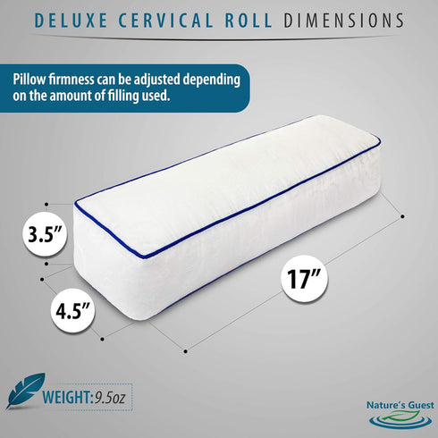 Nature's Guest Adjustable Cervical Neck Roll Bolster Pillow for Sleeping, Neck Pain Relief, Spine Support, Travel, Leg