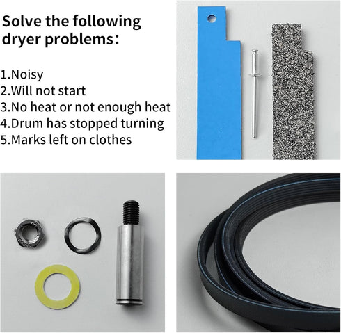 12001541 303373K Dryer Drum Support Roller Kit, Dryer Repair Kit with Drum Bearing, Idler Pulley & Belt
