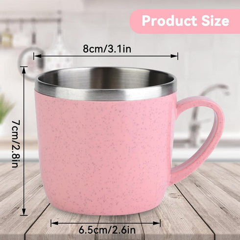 220ml Pink Coffee Cup, Stainless Steel Insulated Mug for Water, Coffee, Juice, and Milk