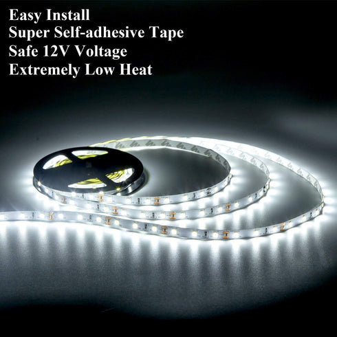 20FT White LED Strip Lights - Dimmable 6000K 360LEDs, Under Cabinet Tape with UL Power Supply
