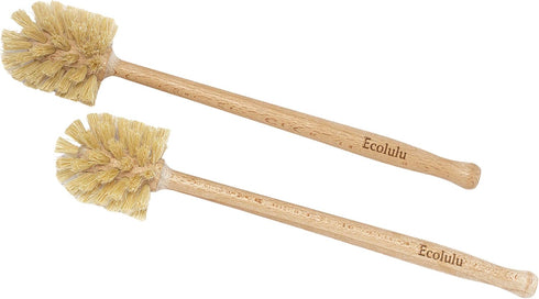 ECOLULU Eco Friendly Toilet Brush, 2 Pack Wood Toilet Brush with Strong Hemp Bristles