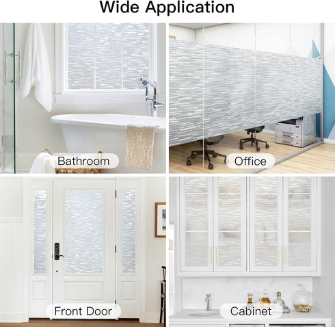 DOWELL Window Privacy Film, Frosted Glass Static Cling, Opaque Vinyl Covering for Home Office, 17.5 x 78.7 inches
