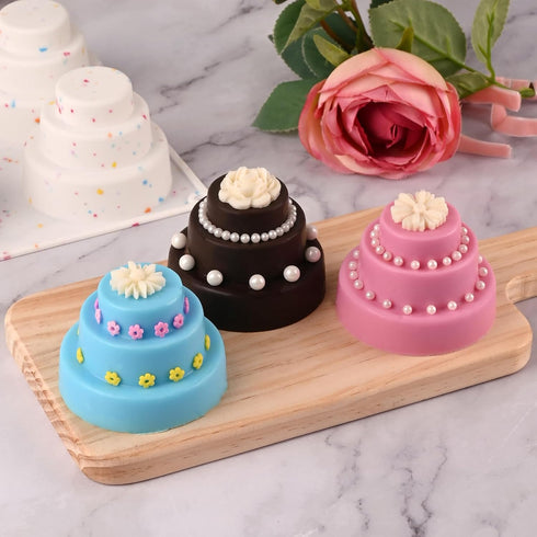 Sakolla Mini Cake Silicone Molds, 3-tiered Baking Pans for Cakes, Pudding, Jelly, Chocolate, Desserts (Set of 2)