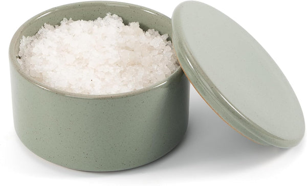 KIBAGA Beautiful Ceramic Salt Cellar with Lid - Spacious Container for Your