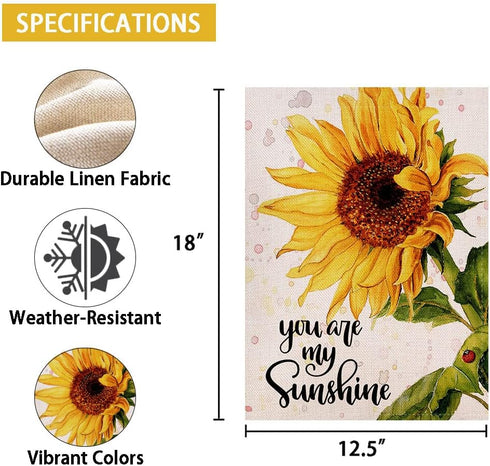 You are My Sunshine Sunflower Garden Flag, 12.5 x 18 Inch Vertical Double Sided Spring Summer Outdoor Decoration