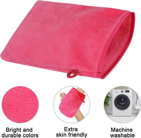 PHOGARY 10 Cloth,68inch, 5 PCS Microfiber Body Wash Mitts, Flannel Soft Face Mitten, Bath Spa Cloth, Reusable Makeup