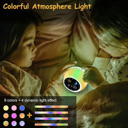 Mulukiss Alarm Clock for Kids, Bluetooth Music Player&Digital Clock, Sleep Sound Machine for Kids Bedroom, Kids Alarm