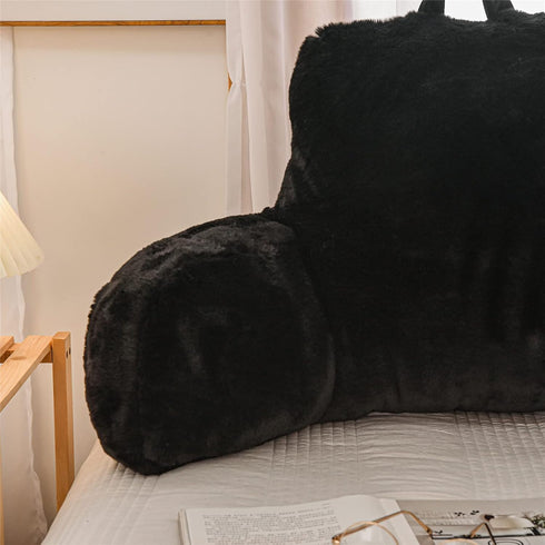 Meeting Story Reading Pillow Bed Rest Pillow with Arms Rabbit Fur for Adults Teens Back Incline Rest Sitting up