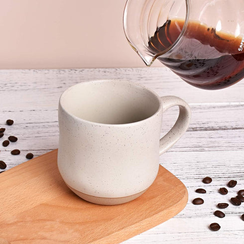 Bosmarlin Large Stoneware Speckled Coffee Mug - Big Ceramic Tea Cup, 17 Oz, Dishwasher and Microwave Safe (White, 1)