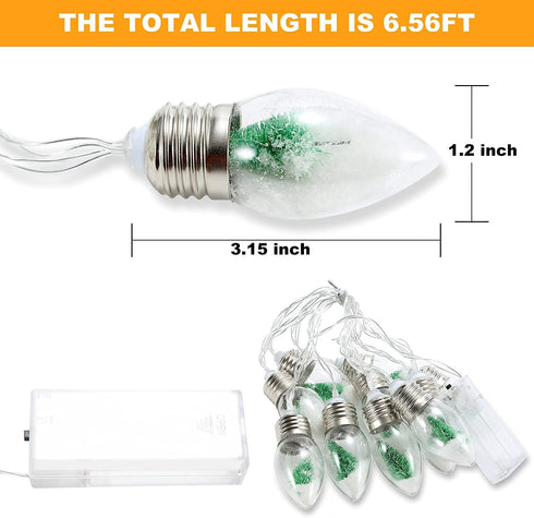 HFXXAD 10 Bulbs Decorate(6.6 Christmas Tree Snow Globe String Lights, LED Clear Christmas Tree String Lights