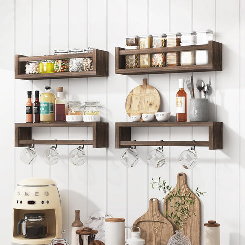 16.5 Inch Set 4, Fixwal Nursery Book Shelves, Nursery Shelves for Kids Rooms, Floating Shelves for Wall of Solid Wood