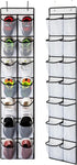 KEEPJOY Over The Door Shoe Organizer | Hanging Shoe Holder with 14 Mesh Pockets and 4 Hooks | White-2Pack
